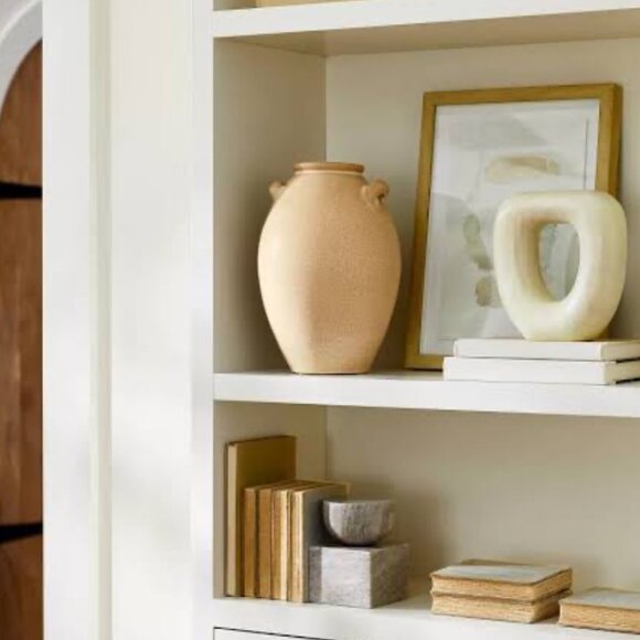 Threshold designed with Studio McGee Modern Teak Wood Sculpture White NEW‎ - Picture 1 of 9